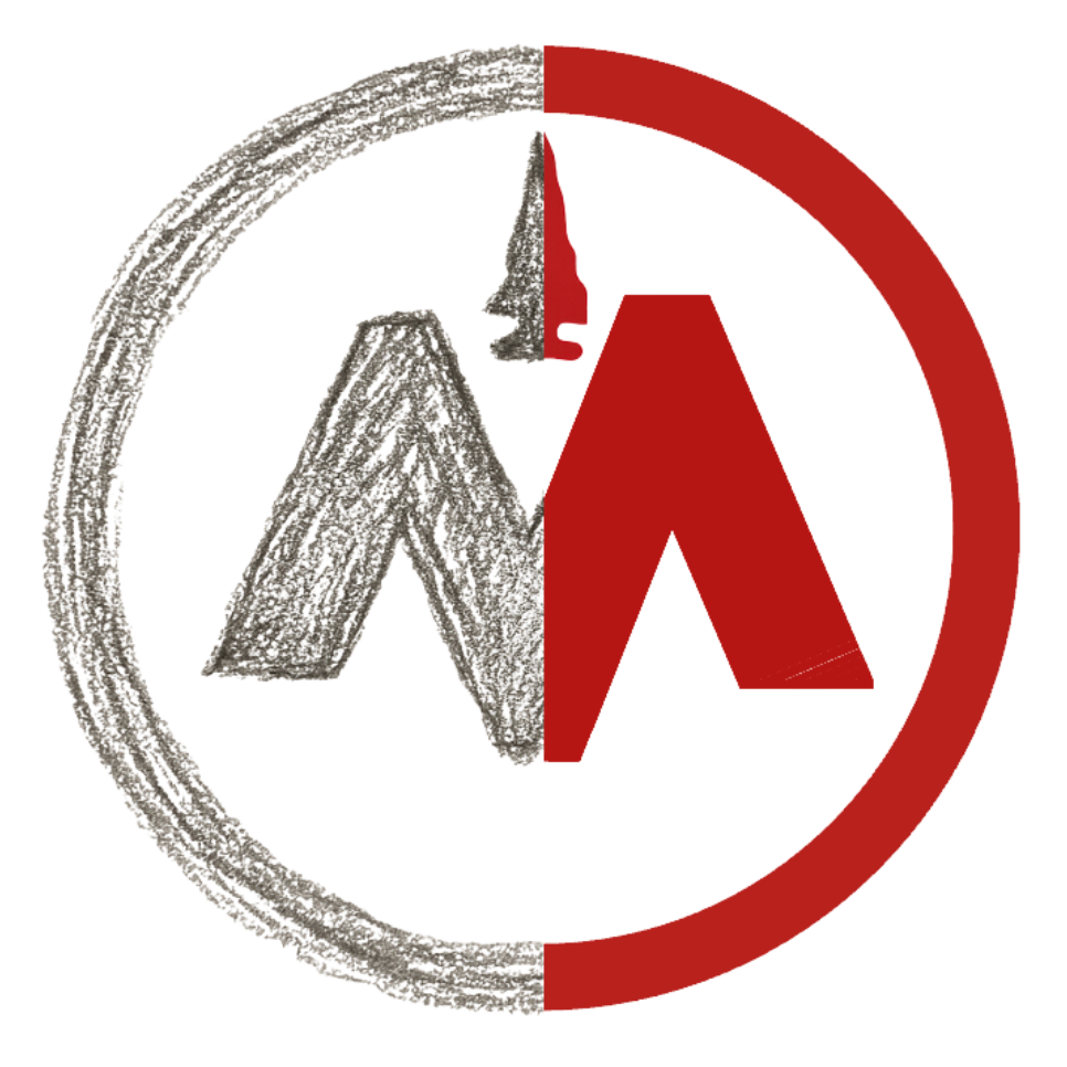 Monon Circle Logo (left side hand-drawn vs right side full color)