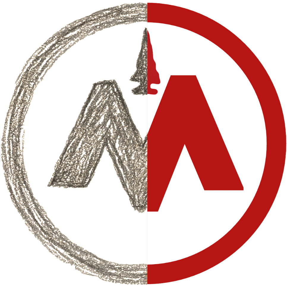 Monon Circle Logo (left side hand-drawn vs right side full color)